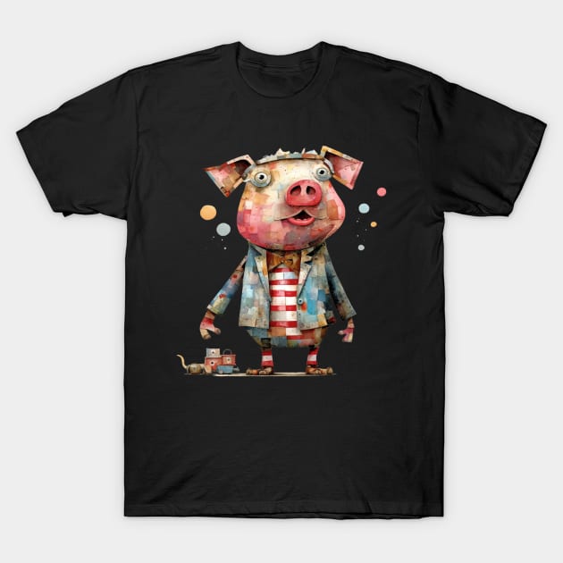 Whimsical Cute Mechanical Pig T-Shirt by 1AlmightySprout